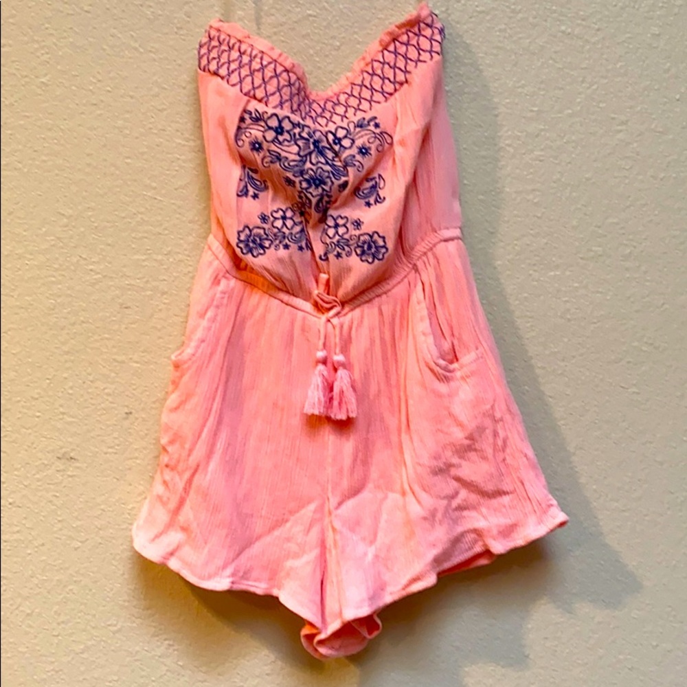NWOT Justice Peach Strapless Romper, Size 8